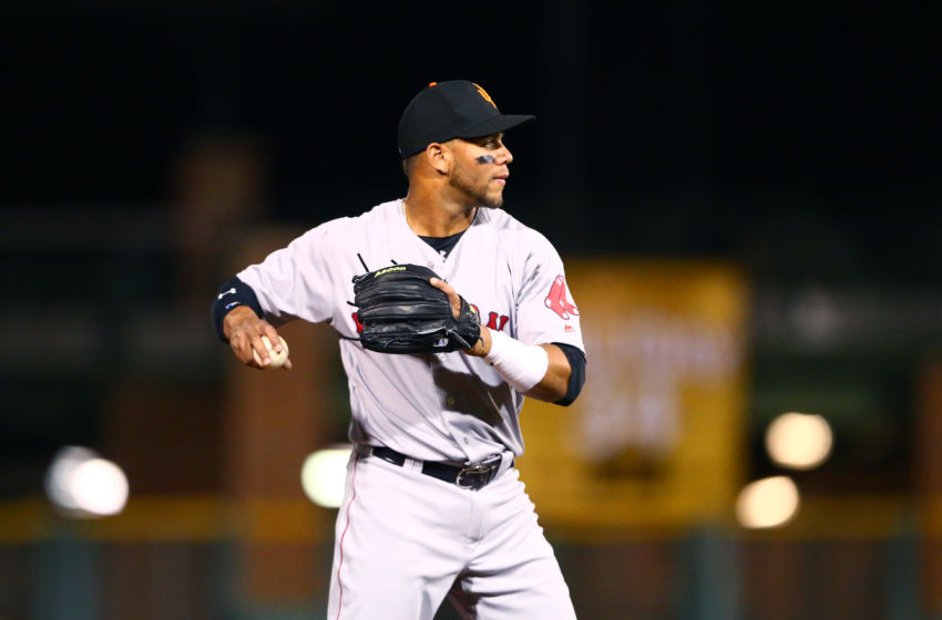 Oct 19, 2016; Scottsdale, AZ, USA; Surprise Saguaros third baseman Yooan Moncada of the Boston Red Sox during an Arizona Fall League game against the Scottsdale Scorpions at Scottsdale Stadium. Mandatory Credit: Mark J. Rebilas-USA TODAY Sports