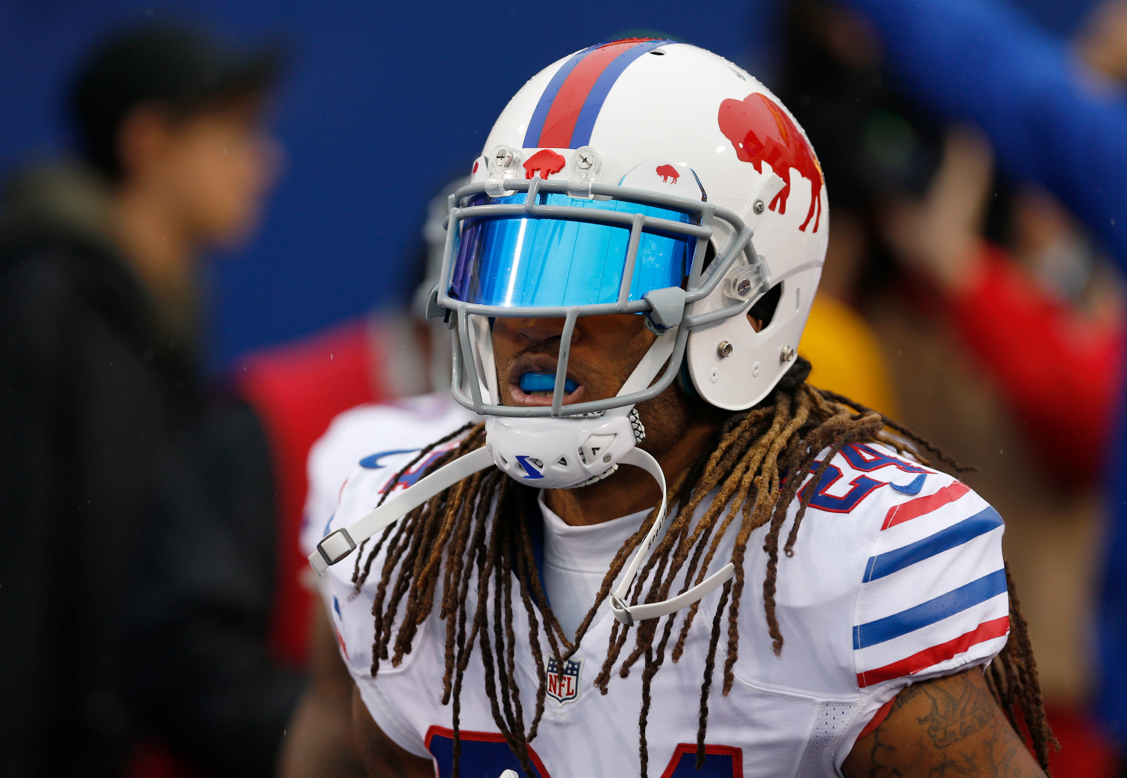 Oct 30, 2016; Orchard Park, NY, USA; Buffalo Bills cornerback Stephon Gilmore (24) against the New England Patriots at New Era Field. Mandatory Credit: Timothy T. Ludwig-USA TODAY Sports