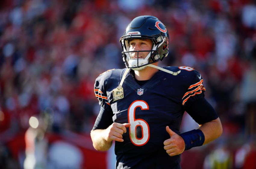 Nov 13, 2016; Tampa, FL, USA; Chicago Bears quarterback Jay Cutler (6) looks on against the Tampa Bay Buccaneers during the second half at Raymond James Stadium. Tampa Bay Buccaneers defeated the Chicago Bears 36-10. Mandatory Credit: Kim Klement-USA TODAY Sports