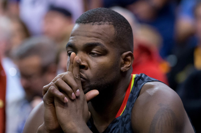 Nov 25, 2016; Salt Lake City, UT, USA; Atlanta Hawks forward Paul Millsap (4) sits on the bench during a time out in the second half against the Utah Jazz at Vivint Smart Home Arena. The Jazz won 95-68. Mandatory Credit: Russ Isabella-USA TODAY Sports
