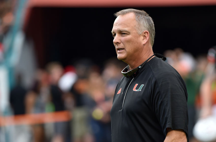 Nov 26, 2016; Miami Gardens, FL, USA; Miami Hurricanes head coach Mark Richt looks on prior to a game against then Duke Blue Devils at Hard Rock Stadium. Mandatory Credit: Steve Mitchell-USA TODAY Sports