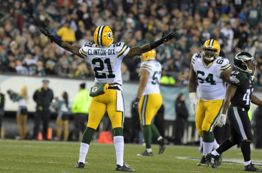 Nov 28, 2016; Philadelphia, PA, USA; Green Bay Packers safety Ha Ha Clinton-Dix (21) celebrates after intercepting a pass in the third quarter against the Philadelphia Eagles during a NFL football game at Lincoln Financial Field. Mandatory Credit: Kirby Lee-USA TODAY Sports