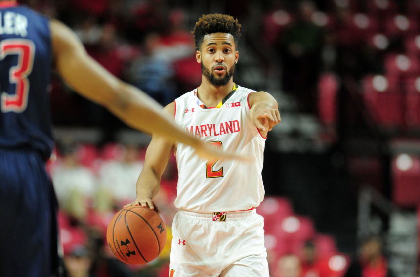 Dec 7, 2016; College Park, MD, USA; Maryland Terrapins guard Melo Trimble (2) dribbles the ball in the first half against the Howard Bison at Xfinity Center. Mandatory Credit: Evan Habeeb-USA TODAY Sports