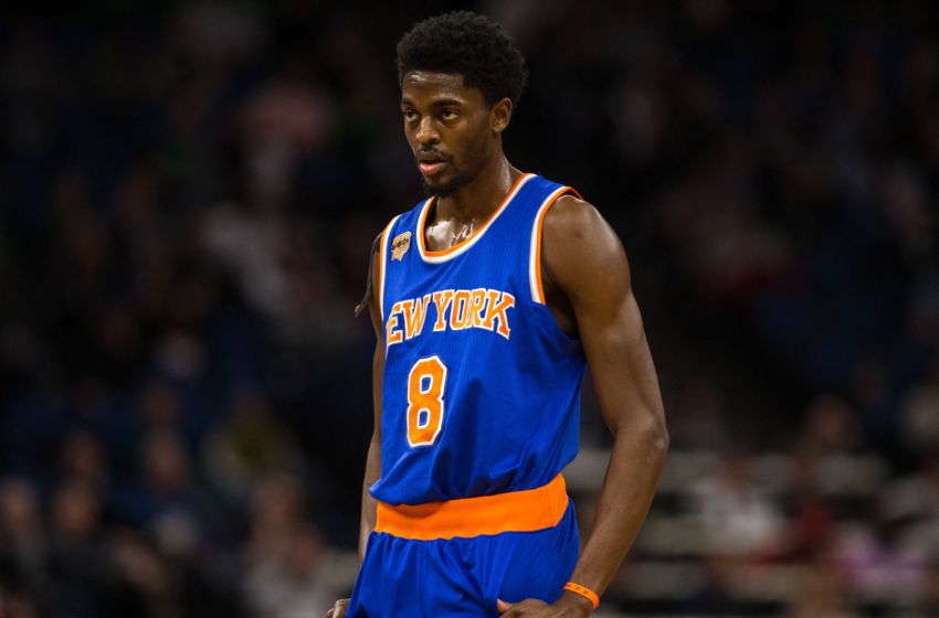 Nov 30, 2016; Minneapolis, MN, USA; New York Knicks guard Justin Holiday (8) during a game at Target Center. The Knicks defeated the Timberwolves 106-104. Mandatory Credit: Brace Hemmelgarn-USA TODAY Sports