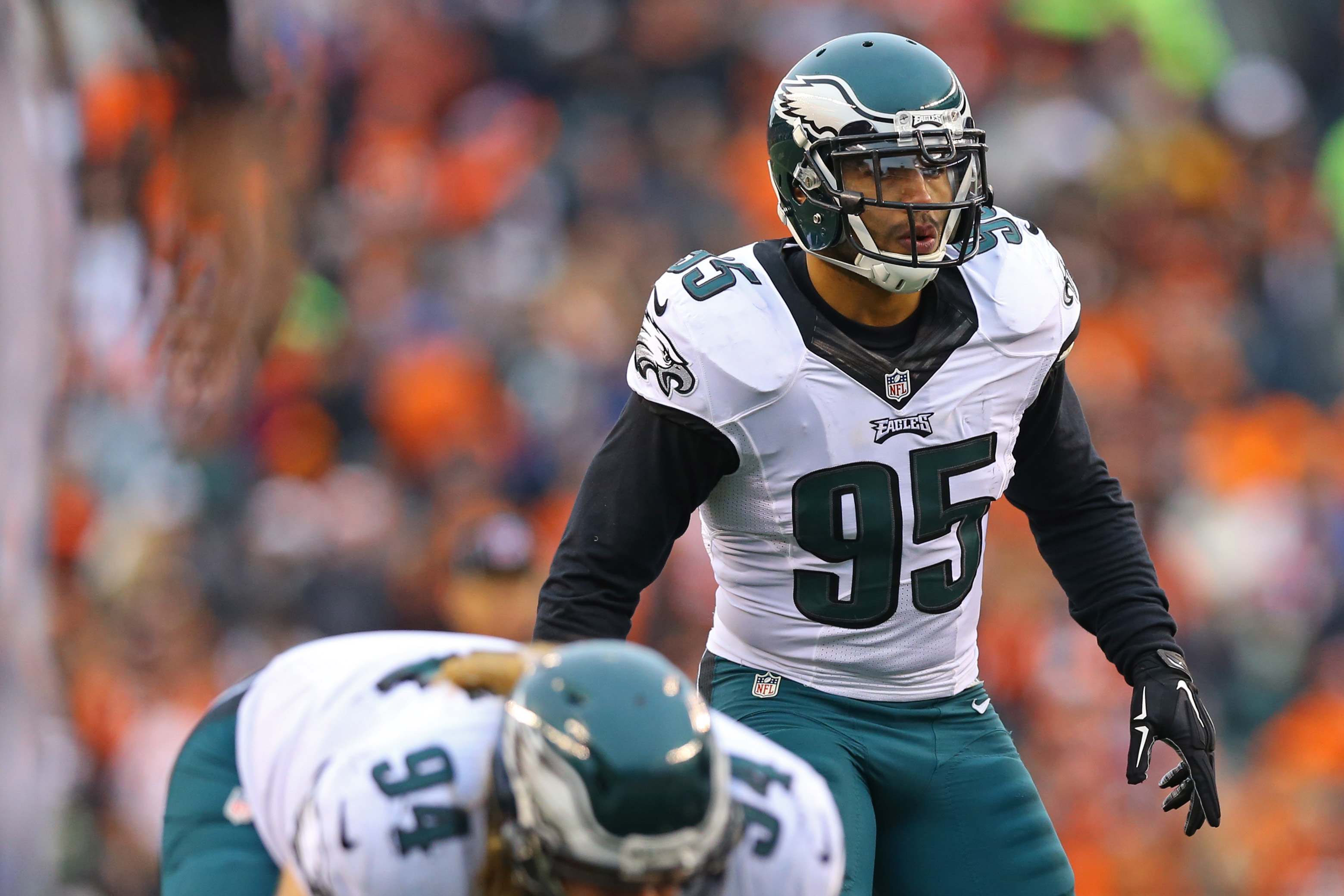 Dec 4, 2016; Cincinnati, OH, USA; Philadelphia Eagles outside linebacker Mychal Kendricks (95) against the Cincinnati Bengals at Paul Brown Stadium. The Bengals won 32-14. Mandatory Credit: Aaron Doster-USA TODAY Sports
