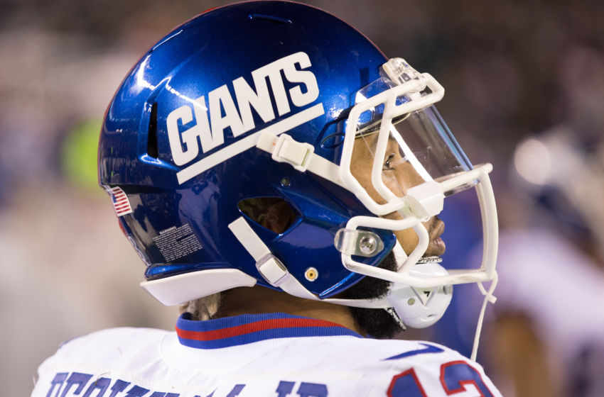 Dec 22, 2016; Philadelphia, PA, USA; New York Giants wide receiver Odell Beckham (13) on the sideline against the Philadelphia Eagles during the second half at Lincoln Financial Field. The Philadelphia Eagles won 24-19. Mandatory Credit: Bill Streicher-USA TODAY Sports
