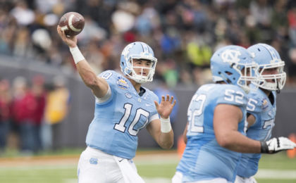Dec 30, 2016; El Paso, TX, USA; North Carolina Tar Heels quarterback Mitch Trubisky (10) throws the ball against the Stanford Cardinal defense at Sun Bowl Stadium. Mandatory Credit: Ivan Pierre Aguirre-USA TODAY Sports