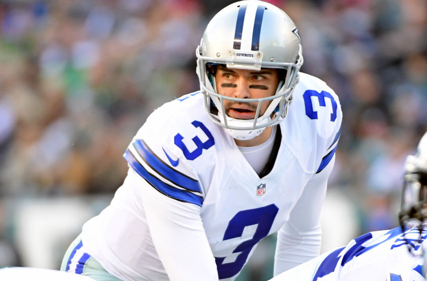 Jan 1, 2017; Philadelphia, PA, USA; Dallas Cowboys quarterback Mark Sanchez (3) during the third quarter against the Philadelphia Eagles at Lincoln Financial Field. The Eagles defeated the Cowboys, 27-13. Mandatory Credit: Eric Hartline-USA TODAY Sports