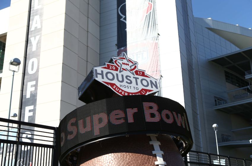 Jan 7, 2017; Houston, TX, USA; A countdown to Super Bowl LI scrolls outside of NRG Stadium before the AFC Wild Card playoff football game between the Houston Texans and the Oakland Raiders. Mandatory Credit: Troy Taormina-USA TODAY Sports