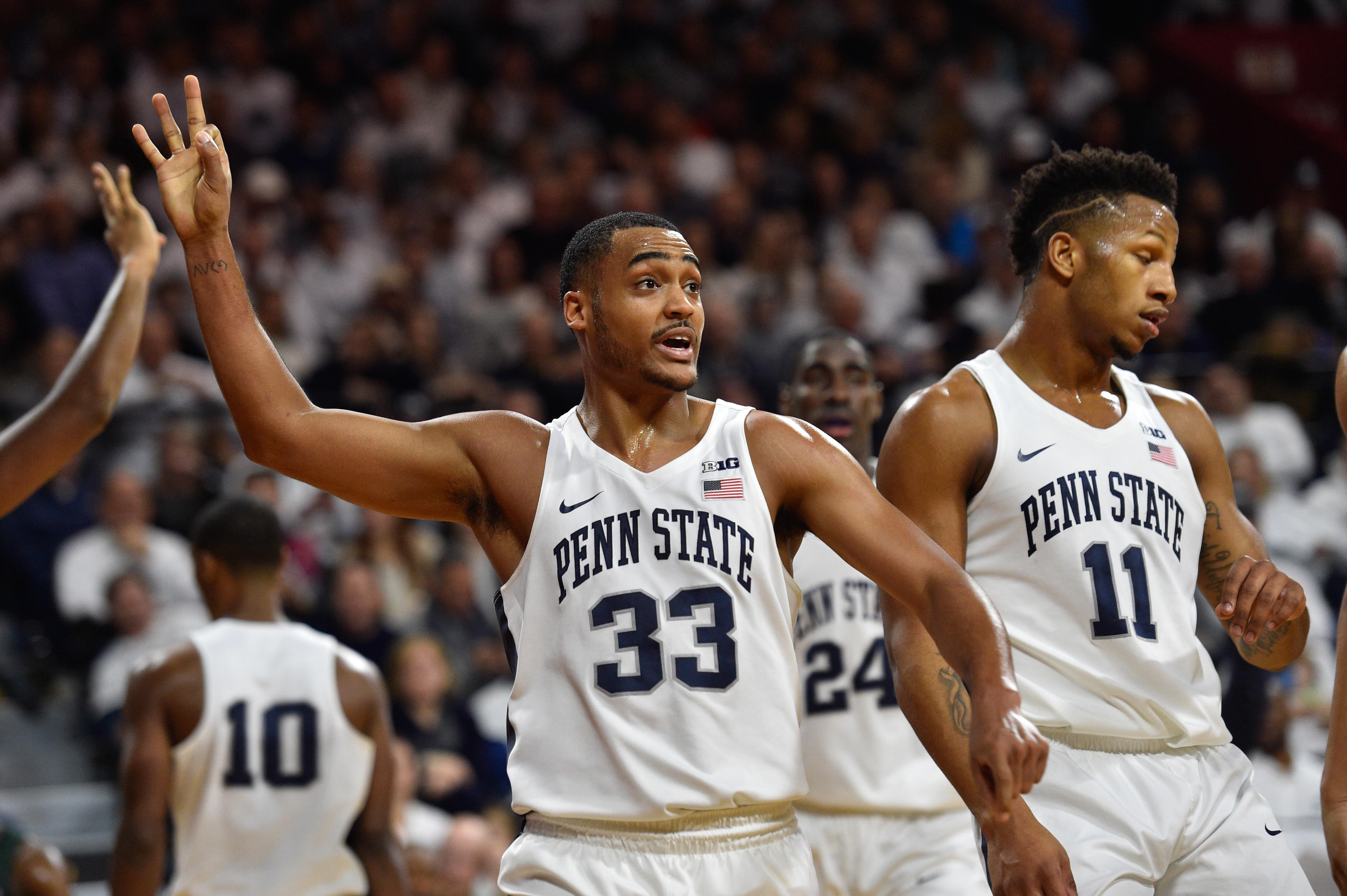 Jan 7, 2017; Philadelphia, PA, USA; Penn State Nittany Lions guard Shep Garner (33) in action against the Michigan State Spartans at Palestra. Mandatory Credit: Derik Hamilton-USA TODAY Sports