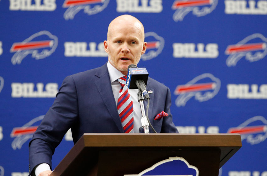 Jan 13, 2017; Orchard Park, NY, USA; Buffalo Bills new head coach Sean McDermott speaks during a press conference at AdPro Sports Training Center. Mandatory Credit: Kevin Hoffman-USA TODAY Sports