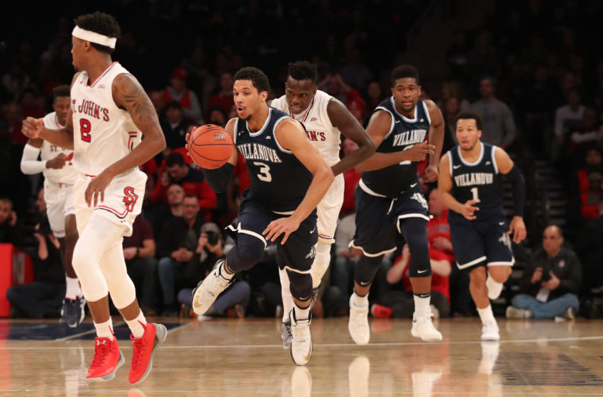 Jan 14, 2017; Queens, NY, USA; Villanova Wildcats guard Josh Hart (3) dribbles the ball during the first half against the St. John's Red Storm at Madison Square Garden. Mandatory Credit: Anthony Gruppuso-USA TODAY Sports