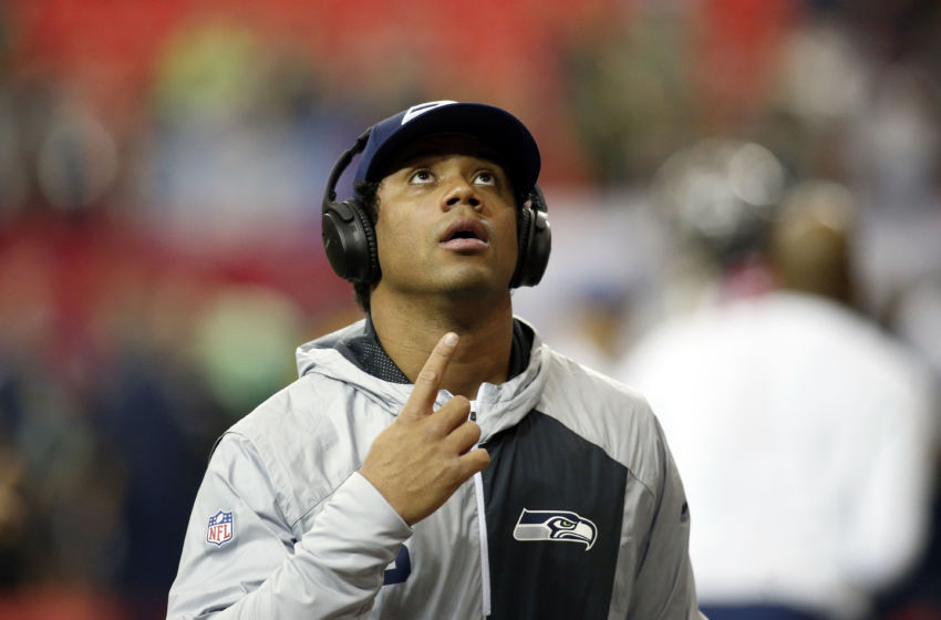 Jan 14, 2017; Atlanta, GA, USA; Seattle Seahawks quarterback Russell Wilson (3) warms up prior to the NFC Divisional playoff against the Atlanta Falcons at Georgia Dome. Mandatory Credit: Brett Davis-USA TODAY Sports