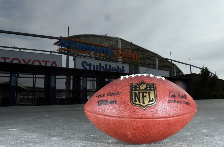 Jan 18, 2017; Carson, CA, USA; General overall view of Wilson NFL official Duke football outside of the StubHub Center. The StubHub center will be the temporary home of the Los Angeles Chargers for the 2017 and 2018 seasons as part of Chargers owner Dean Spanos relocation of the franchise from San Diego. Mandatory Credit: Kirby Lee-USA TODAY Sports