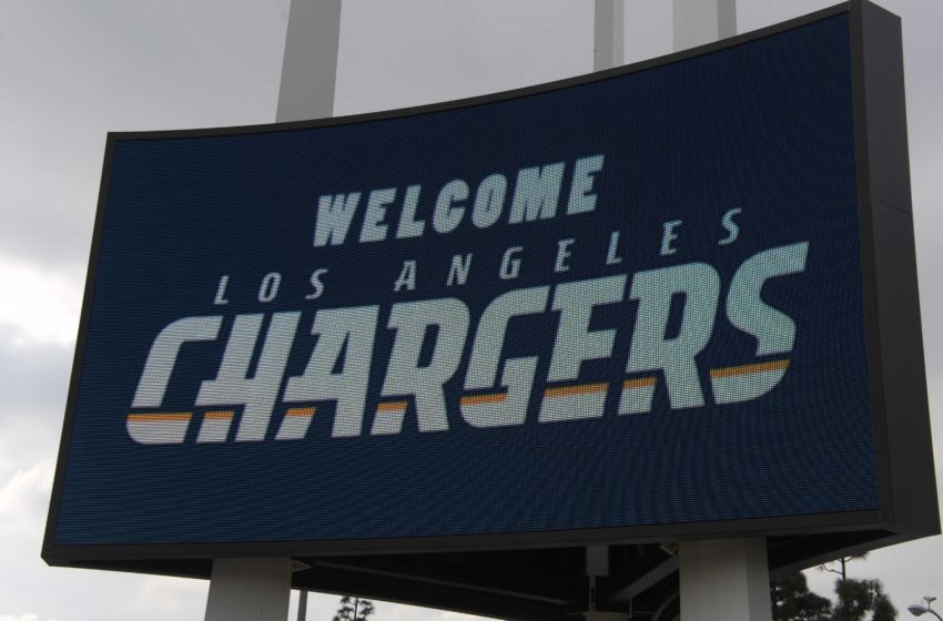 Jan 18, 2017; Inglewood, CA, USA; General overall view of a "Welcome Los Angeles Chargers" sign on the marquee outside of The Forum during prior to the Los Angeles Chargers Kickoff Ceremony. Mandatory Credit: Kirby Lee-USA TODAY Sports