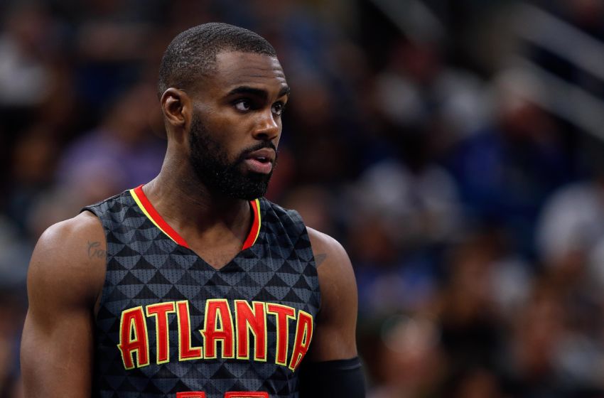 Jan 4, 2017; Orlando, FL, USA; Atlanta Hawks guard Tim Hardaway Jr. (10) looks on against the Orlando Magic during the second half at Amway Center. Atlanta Hawks defeated the Orlando Magic 111-92. Mandatory Credit: Kim Klement-USA TODAY Sports