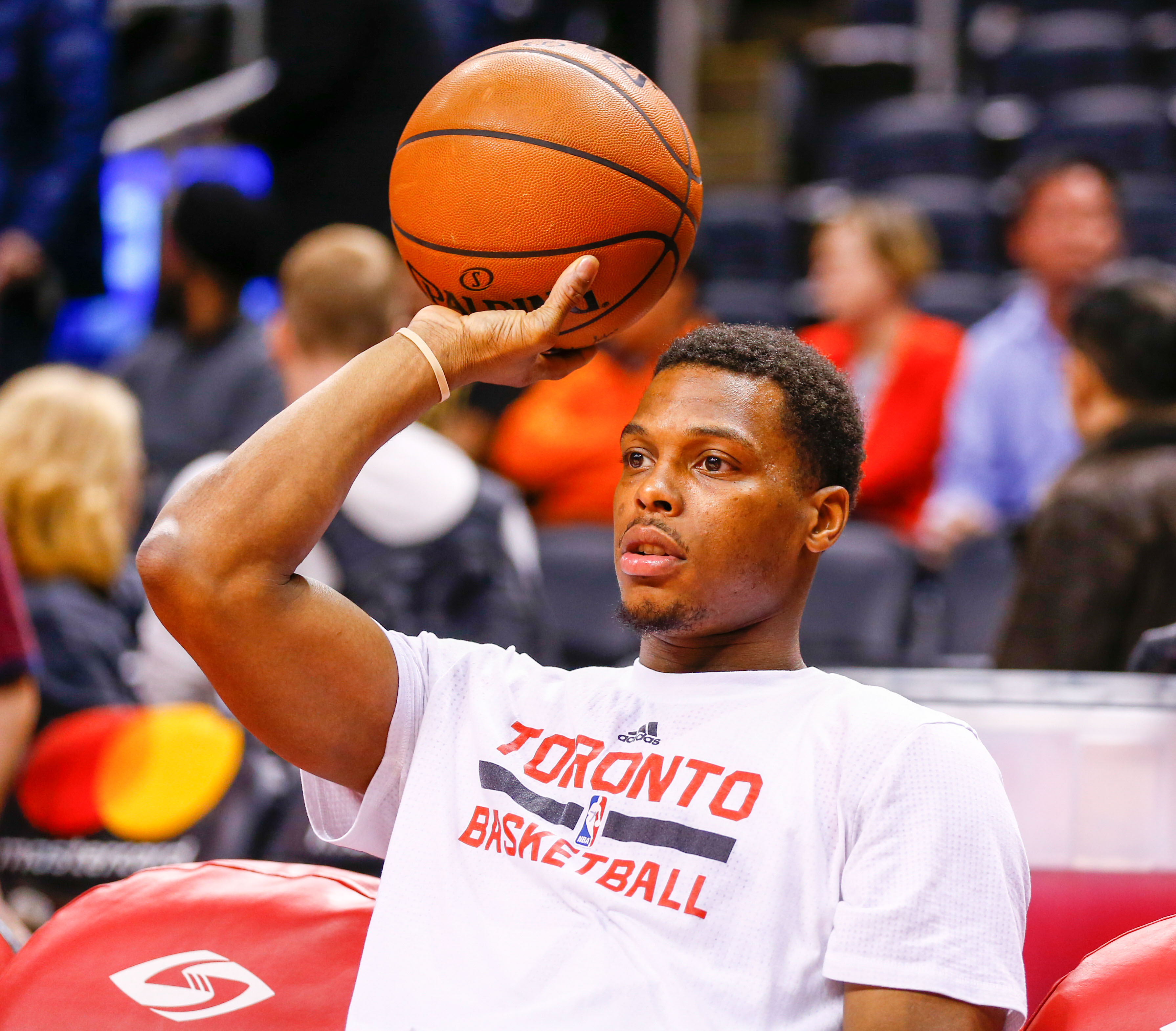 Jan 24, 2017; Toronto, Ontario, CAN; Toronto Raptors guard Kyle Lowry (7) on the bench prior to an NBA game against the San Antonio Spurs at Air Canada Centre. Mandatory Credit: Kevin Sousa-USA TODAY Sports