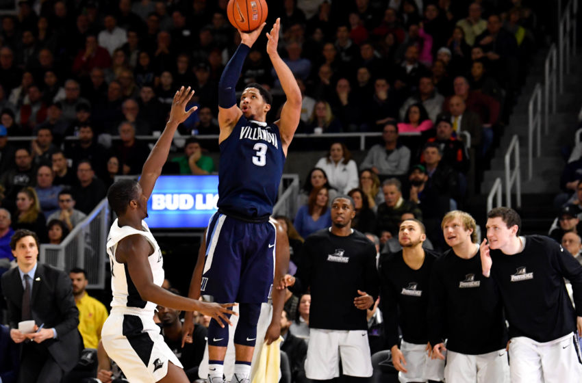 Feb 1, 2017; Providence, RI, USA; Villanova Wildcats guard Josh Hart (3) shoots a three point shot against the Providence Friars during the first half at the Dunkin Donuts Center. Mandatory Credit: Brian Fluharty-USA TODAY Sports