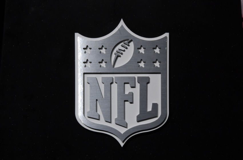 Feb 1, 2017; Houston, TX, USA; A general overall view of NFL shield logo at the NFL Experience at the George R. Brown Convention Center. Mandatory Credit: Kirby Lee-USA TODAY Sports