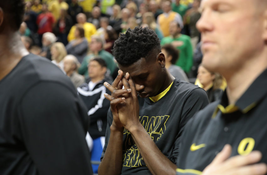 Feb 4, 2017; Eugene, OR, USA; Oregon Ducks forward Dillon Brooks (24) stands at the start of the game against the Arizona Wildcats at Matthew Knight Arena. Mandatory Credit: Scott Olmos-USA TODAY Sports