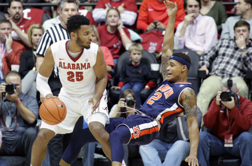 Feb 4, 2017; Tuscaloosa, AL, USA; Alabama Crimson Tide forward Braxton Key (25) goes to the basket against Alabama Crimson Tide guard Lawson Schaffer (2) during the first half at Coleman Coliseum. Mandatory Credit: Marvin Gentry-USA TODAY Sports