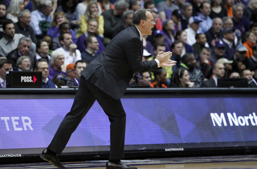 Feb 7, 2017; Evanston, IL, USA; Northwestern Wildcats head coach Chris Collins reacts during the second half of the game at Welsh-Ryan Arena. Mandatory Credit: Caylor Arnold-USA TODAY Sports
