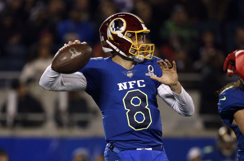 Jan 29, 2017; Orlando, FL, USA; NFC quarterback Kirk Cousins of the Washington Redskins (8) throws the ball during the second half at Citrus Bowl.AFC defeated the NFC 20-13. Mandatory Credit: Kim Klement-USA TODAY Sports