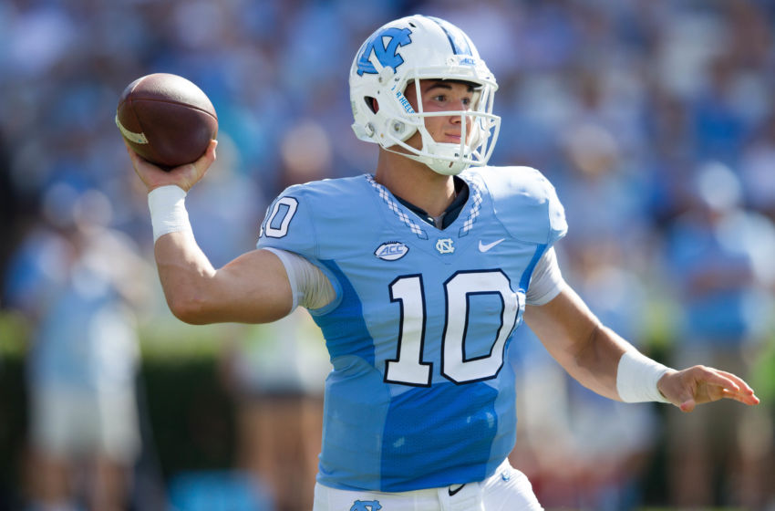 Sep 24, 2016; Chapel Hill, NC, USA; North Carolina Tar Heels quarterback Mitch Trubisky (10) passes the ball during the first quarter against the Pittsburgh Panthers at Kenan Memorial Stadium. Mandatory Credit: Jeremy Brevard-USA TODAY Sports