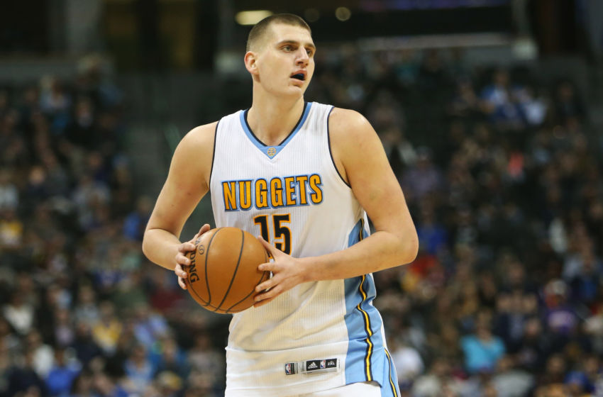 Jan 26, 2017; Denver, CO, USA; Denver Nuggets forward Nikola Jokic (15) during the second half against the Phoenix Suns at Pepsi Center. The Nuggets won 127-120. Mandatory Credit: Chris Humphreys-USA TODAY Sports