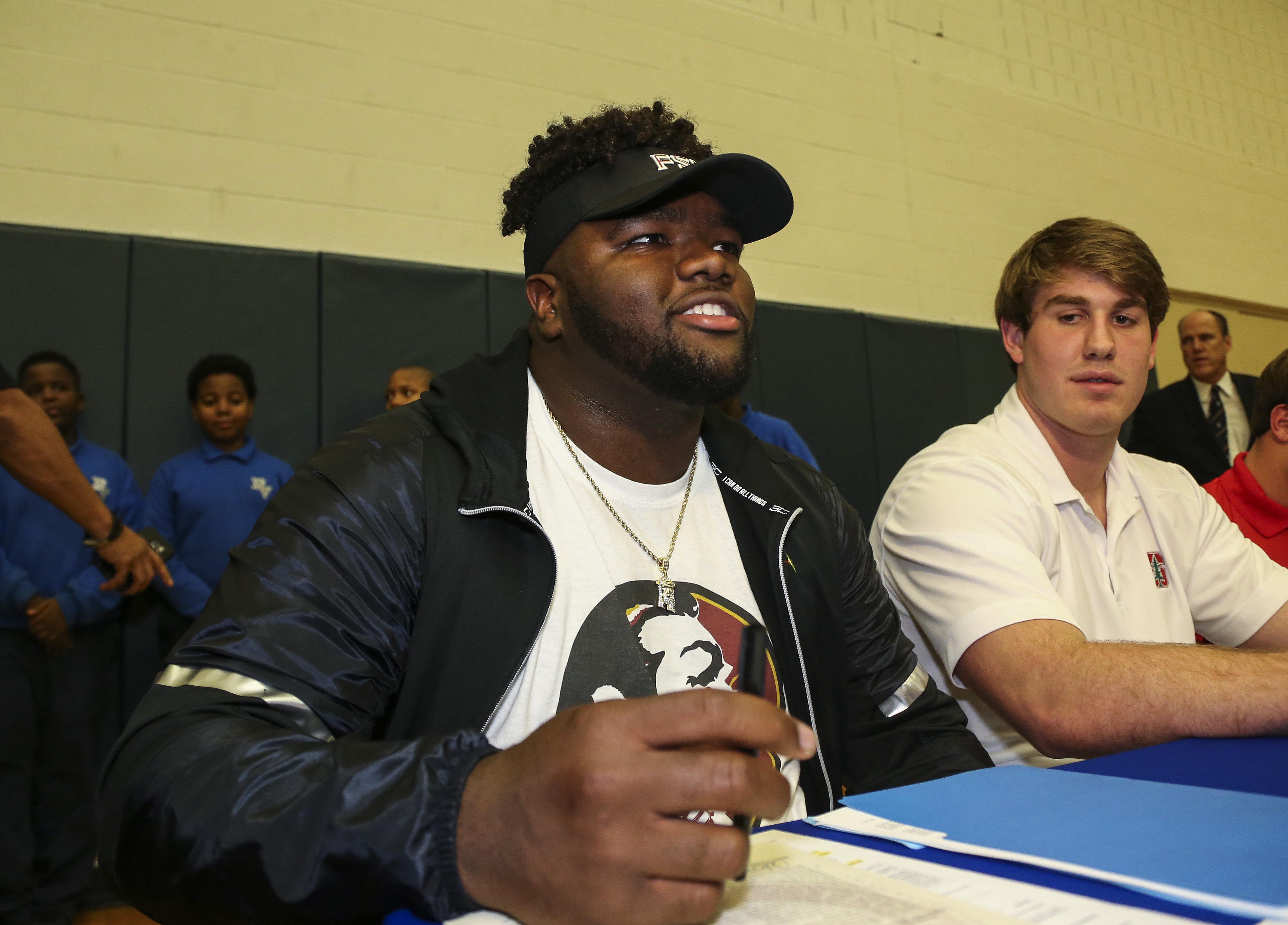 Feb 1, 2017; Houston, TX, USA; Marvin Wilson signs with the Florida State Seminoles at Episcopal High School. Mandatory Credit: Troy Taormina-USA TODAY Sports