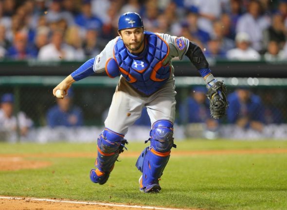 October 20, 2015; Chicago, IL, USA; New York Mets catcher Travis d