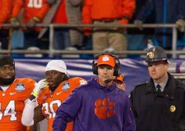 Dec 5, 2015; Charlotte, NC, USA; Clemson Tigers defensive coordinator Brent Venables looks on during the second half against the North Carolina Tar Heels in the ACC football championship game at Bank of America Stadium. Clemson defeated North Carolina 45-37. Mandatory Credit: Jeremy Brevard-USA TODAY Sports