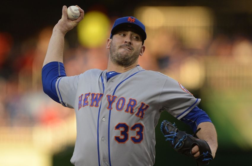 May 24, 2016; Washington, DC, USA; New York Mets starting pitcher Matt Harvey (33) pitches during the second inning against the Washington Nationals at Nationals Park. Mandatory Credit: Tommy Gilligan-USA TODAY Sports