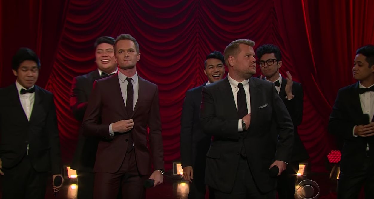 James Corden, Neil Patrick Harris compete in Broadway Riff-Off on Late Late Show - Last Night On