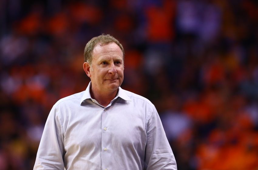 Oct 29, 2014; Phoenix, AZ, USA; Phoenix Suns owner Robert Sarver against the Los Angeles Lakers during the home opener at US Airways Center. Mandatory Credit: Mark J. Rebilas-USA TODAY Sports