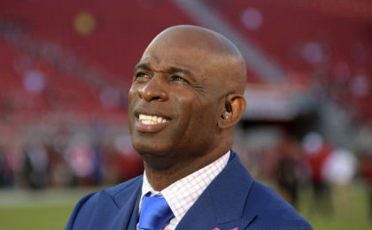 Oct 6, 2016; Santa Clara, CA, USA; Deion Sanders attends a NFL game between the Arizona Cardinals and the San Francisco 49ers at Levi's Stadium. Mandatory Credit: Kirby Lee-USA TODAY Sports