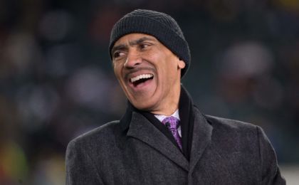 Dec 22, 2016; Philadelphia, PA, USA; NBC announcer Tony Dungy on set before a game between the Philadelphia Eagles and the New York Giants at Lincoln Financial Field. The Philadelphia Eagles won 24-19. Mandatory Credit: Bill Streicher-USA TODAY Sports