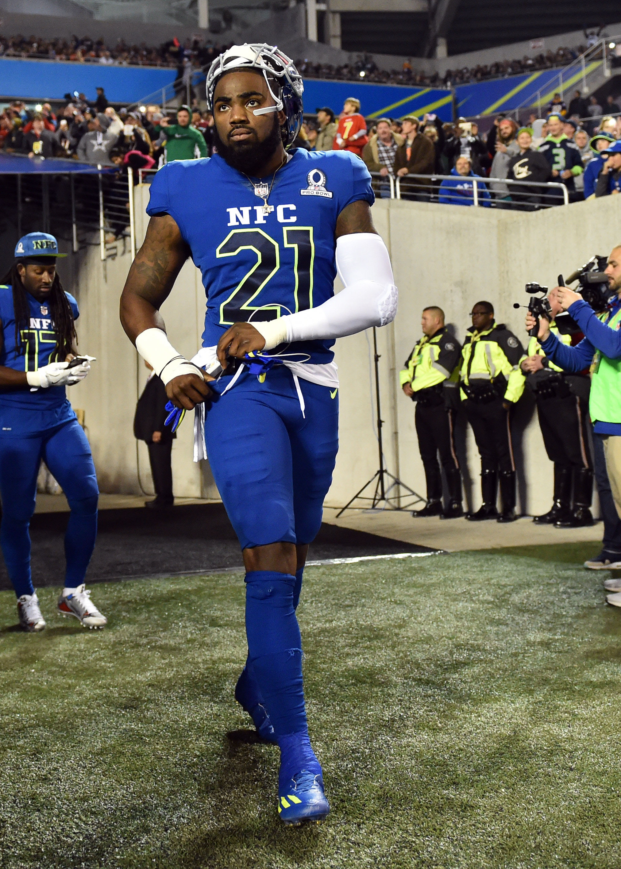 Jan 29, 2017; Orlando, FL, USA; NFC strong safety Landon Collins of the New York Giants (21) at the 2017 Pro Bowl at Citrus Bowl. Mandatory Credit: Steve Mitchell-USA TODAY Sports