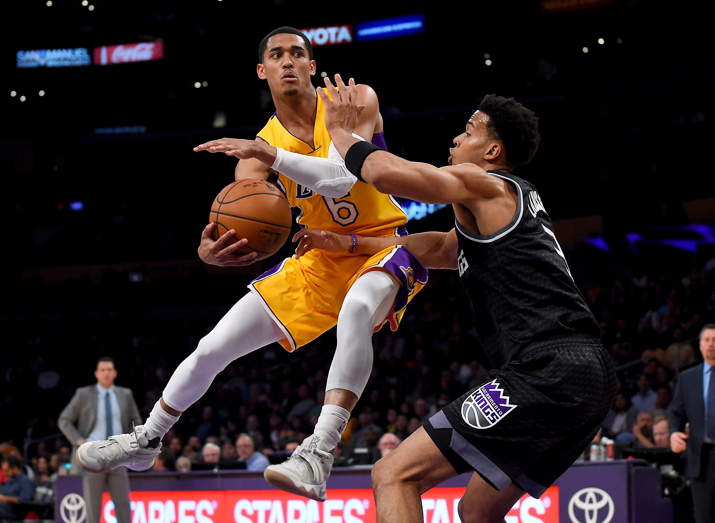 WATCH: Lakers star Jordan Clarkson breaks a fan's ankles and walk off