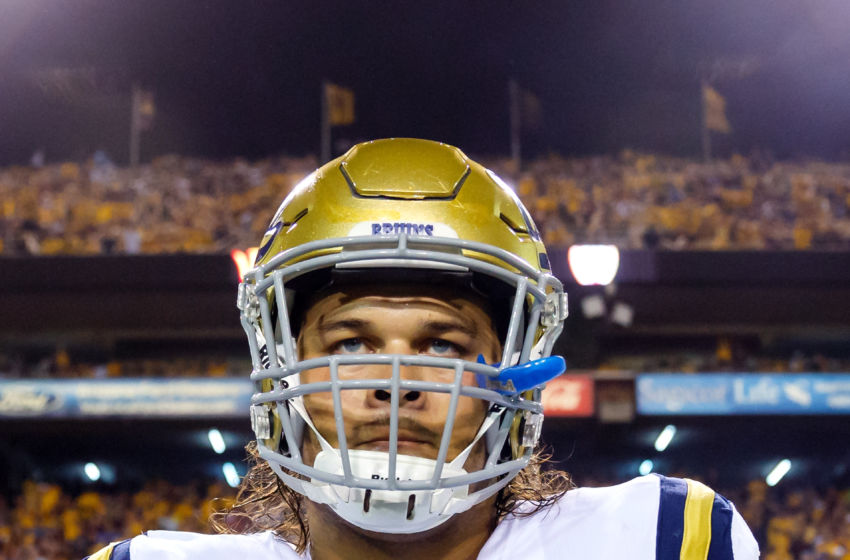 Oct 8, 2016; Tempe, AZ, USA; UCLA Bruins defensive lineman Eddie Vanderdoes (47) against the Arizona State Sun Devils at Sun Devil Stadium. Mandatory Credit: Mark J. Rebilas-USA TODAY Sports