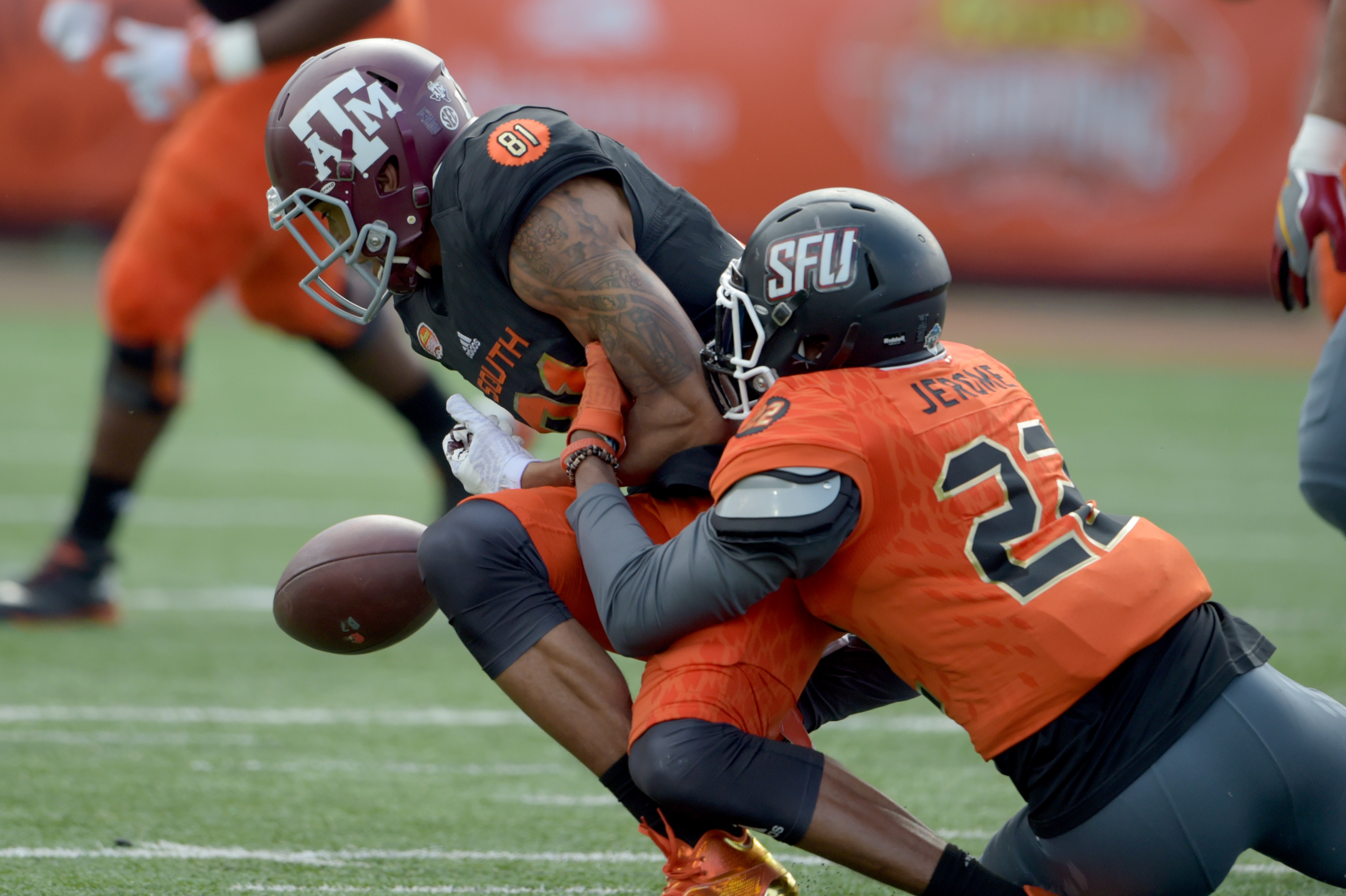 Houston Oilers running back Lorenzo White, left, is talked in the end zone  for a safety by Los Angeles Raider Howie Long, center, during the first  quarter of their pre-season football game